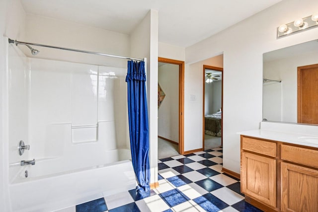 3410 Beckwith Ln, Crete, IL 60417 - ensuite bathroom featuring tile patterned floors, shower / bathtub combination with curtain, and vanity