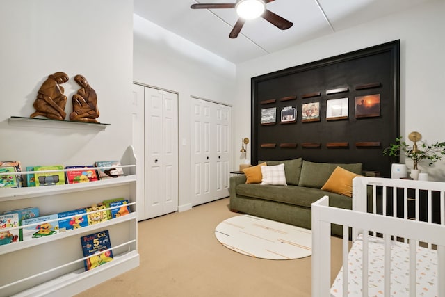 3125 W Fullerton Ave Unit 508, Chicago, IL 60647 - carpeted living room with ceiling fan