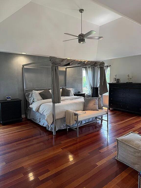 06N274 W Ridgewood Ln, Saint Charles, IL 60175 - bedroom featuring hardwood / wood-style floors and high vaulted ceiling