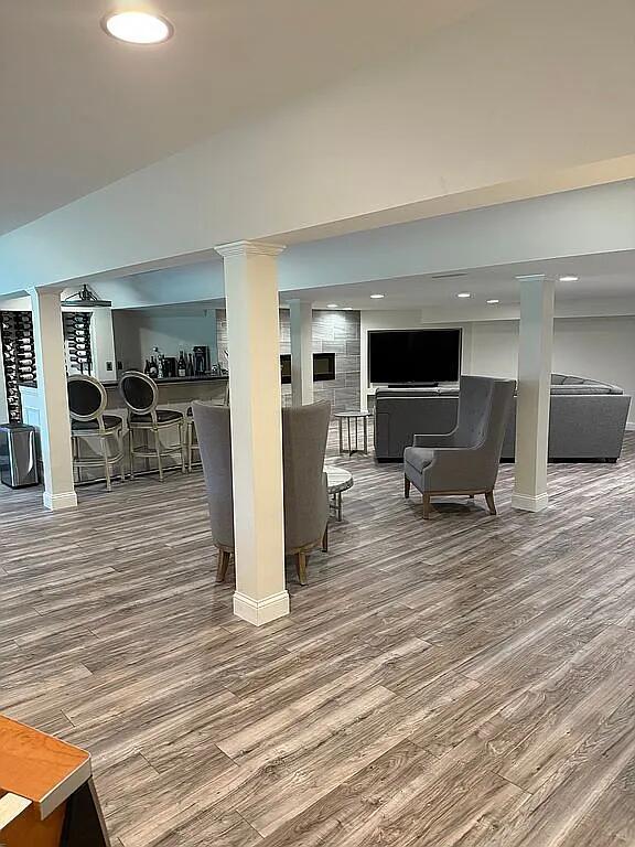06N274 W Ridgewood Ln, Saint Charles, IL 60175 - basement with wood finished floors and baseboards