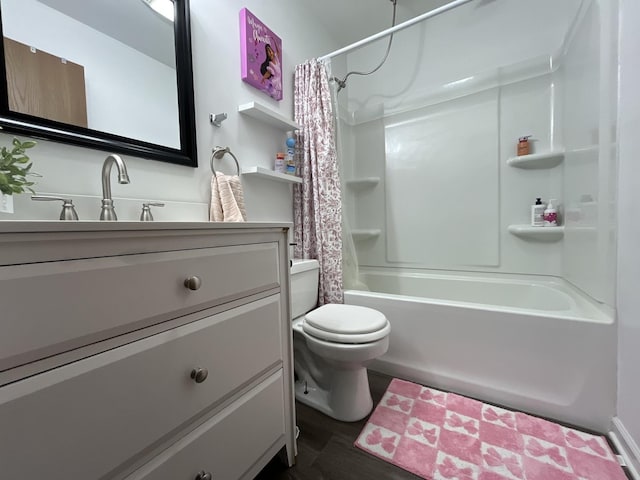 14143 S Napa Cir, Plainfield, IL 60544 - full bathroom featuring vanity, shower / tub combo with curtain, and wood finished floors