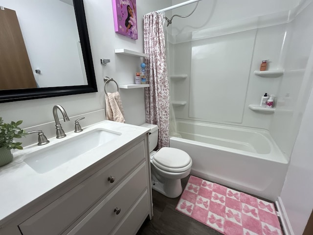 14143 S Napa Cir, Plainfield, IL 60544 - bathroom featuring vanity, shower / tub combo, and wood finished floors