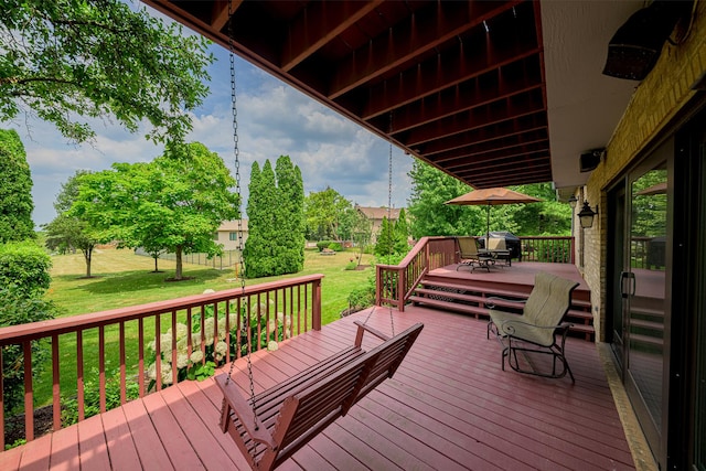 10732 Revere Rd, Mokena, IL 60448 - wooden terrace with a yard and outdoor dining area
