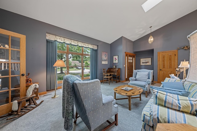 10732 Revere Rd, Mokena, IL 60448 - carpeted living room with a skylight and high vaulted ceiling