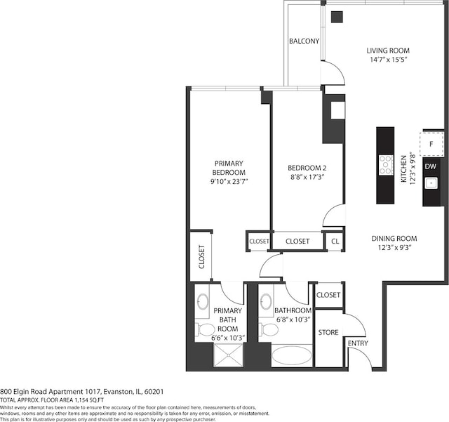 800 Elgin Rd Unit 1017, Evanston, IL 60201 - view of property floor plan