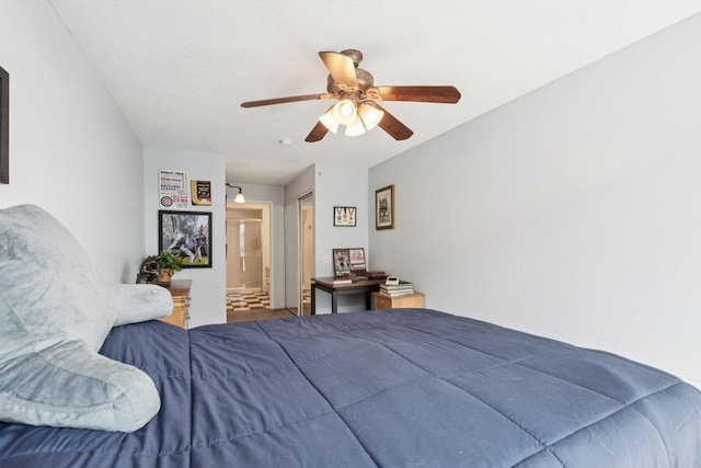 800 Elgin Rd Unit 1017, Evanston, IL 60201 - bedroom with a ceiling fan and ensuite bathroom