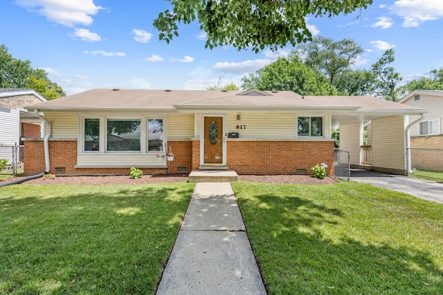 817 N Gibbons Ave, Arlington Heights, IL 60004 - view of front of home featuring crawl space, brick siding, asphalt driveway, a carport, and roof with shingles