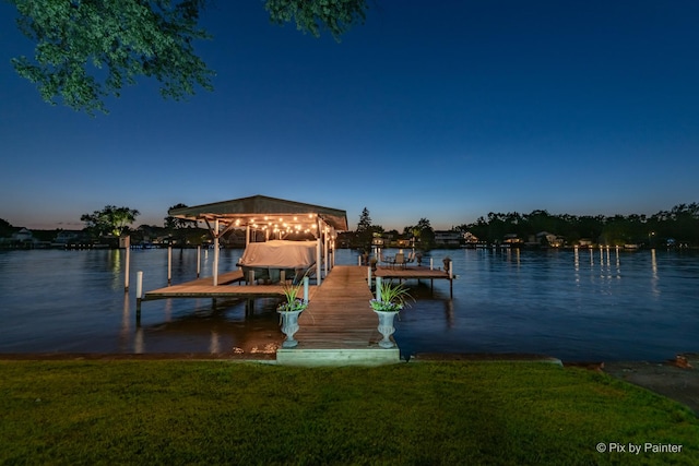 1913 N Woodlawn Park Ave, Mchenry, IL 60051 - dock with boat lift, a yard, and a water view