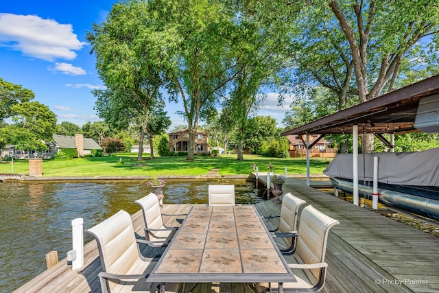 1913 N Woodlawn Park Ave, Mchenry, IL 60051 - dock area featuring a water view, a yard, and boat lift