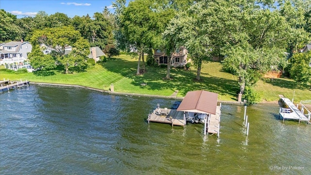1913 N Woodlawn Park Ave, Mchenry, IL 60051 - dock area featuring a water view and a yard