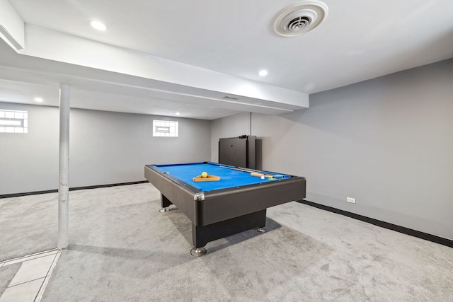 7004 W School St, Chicago, IL 60634 - rec room with billiards, carpet, and recessed lighting