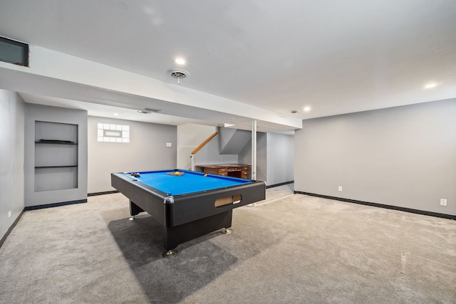 7004 W School St, Chicago, IL 60634 - playroom with light carpet, billiards table, recessed lighting, and built in features