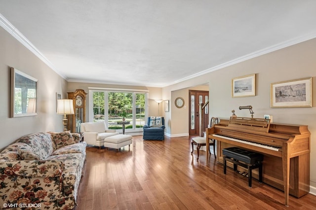 1355 W Kenilworth Ave, Palatine, IL 60067 - living room with crown molding and hardwood / wood-style floors