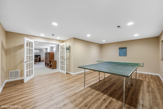 1355 W Kenilworth Ave, Palatine, IL 60067 - playroom featuring french doors, wood finished floors, and recessed lighting