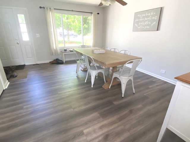 1615 Meadow Ln, Mchenry, IL 60050 - dining room with dark wood-style floors and a ceiling fan