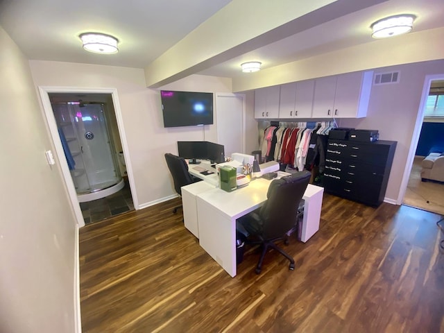 1615 Meadow Ln, Mchenry, IL 60050 - office area featuring dark wood-style flooring and baseboards