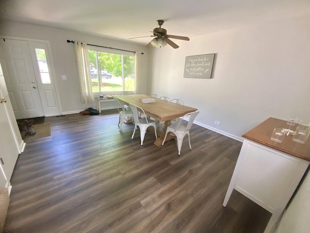 1615 Meadow Ln, Mchenry, IL 60050 - dining room featuring dark wood-style floors and ceiling fan