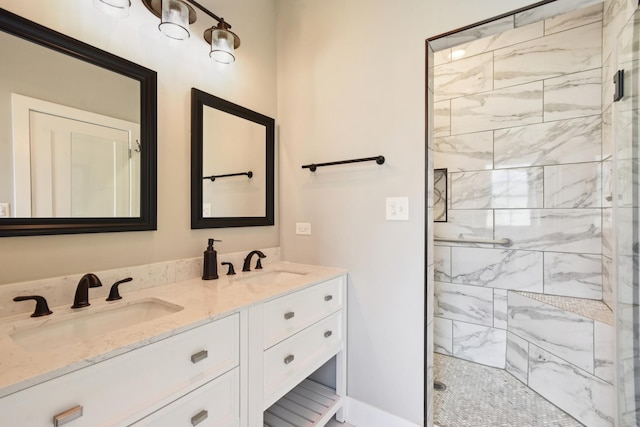 220 S Primrose Dr, Coal City, IL 60416 - bathroom featuring a shower stall and double vanity