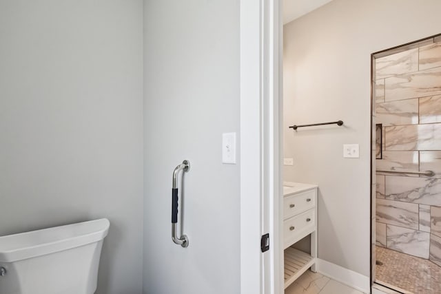 220 S Primrose Dr, Coal City, IL 60416 - full bathroom with marble finish flooring, a tile shower, and vanity