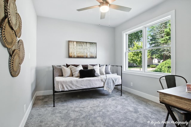 312 Country Club Dr, Mchenry, IL 60050 - carpeted bedroom featuring baseboards and ceiling fan