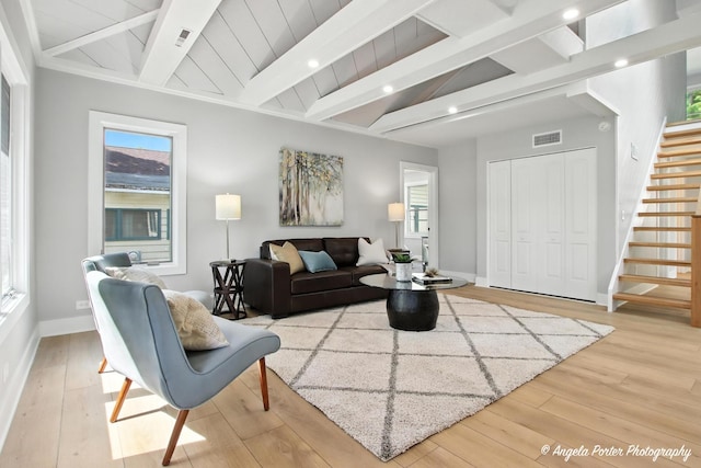 312 Country Club Dr, Mchenry, IL 60050 - living area featuring light wood finished floors, stairs, plenty of natural light, and recessed lighting