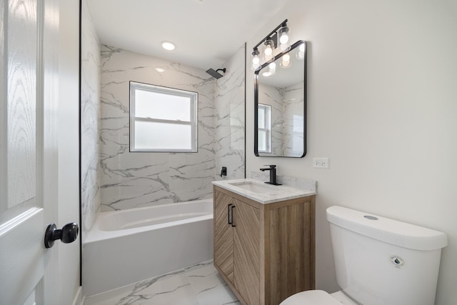 8858 S Calumet Ave, Chicago, IL 60619 - full bathroom featuring vanity, shower / tub combination, and marble look tile flooring