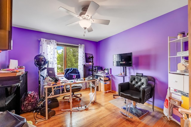 5147 Fairground Ct, Monee, IL 60449 - office with a ceiling fan and wood finished floors