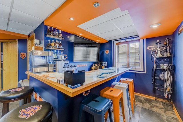 5147 Fairground Ct, Monee, IL 60449 - indoor bar featuring a paneled ceiling and baseboards