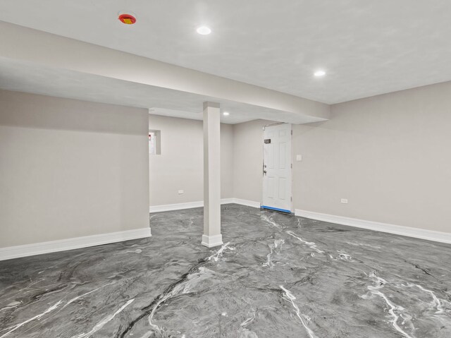 7711 S Ridgeland Ave, Chicago, IL 60649 - finished below grade area with baseboards and recessed lighting