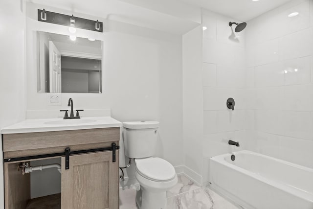 7711 S Ridgeland Ave, Chicago, IL 60649 - full bathroom with vanity, tub / shower combination, and marble look tiles