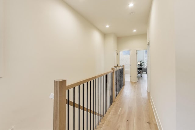 2611 W Carmen Ave, Chicago, IL 60625 - hall featuring an upstairs landing, recessed lighting, and light wood-style floors