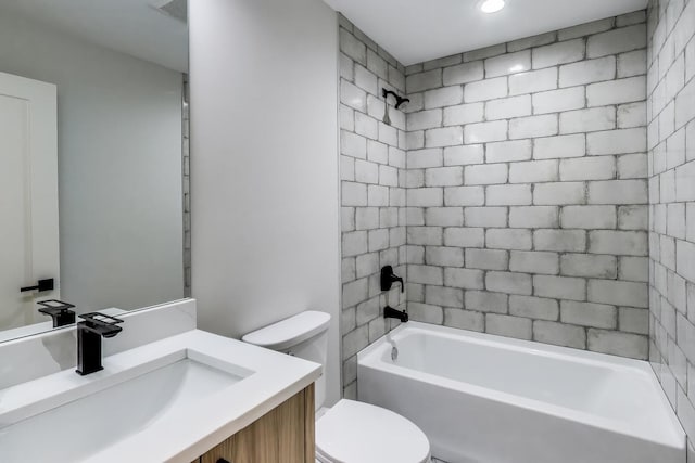 2611 W Carmen Ave, Chicago, IL 60625 - full bathroom with vanity, shower / bathtub combination, and recessed lighting
