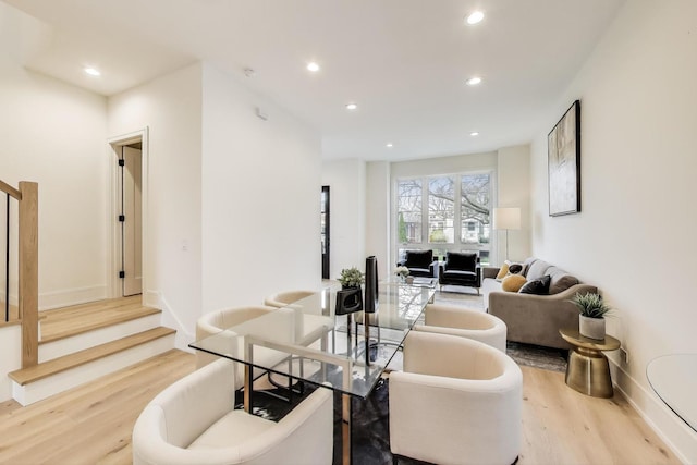 2611 W Carmen Ave, Chicago, IL 60625 - dining space with wood finished floors, stairway, and recessed lighting