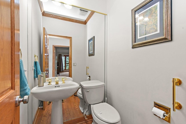 1521 Pendelton Ct, Palatine, IL 60067 - bathroom with ornamental molding and wood finished floors