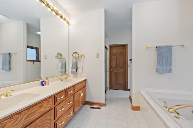 1521 Pendelton Ct, Palatine, IL 60067 - full bathroom featuring double vanity, a garden tub, and tile patterned flooring