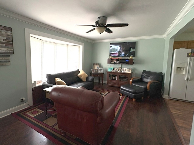 417 Major Dr, Northlake, IL 60164 - living room featuring a ceiling fan, wood finished floors, and crown molding