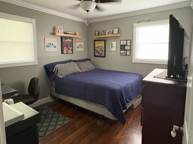 417 Major Dr, Northlake, IL 60164 - bedroom featuring wood finished floors, ornamental molding, and a ceiling fan