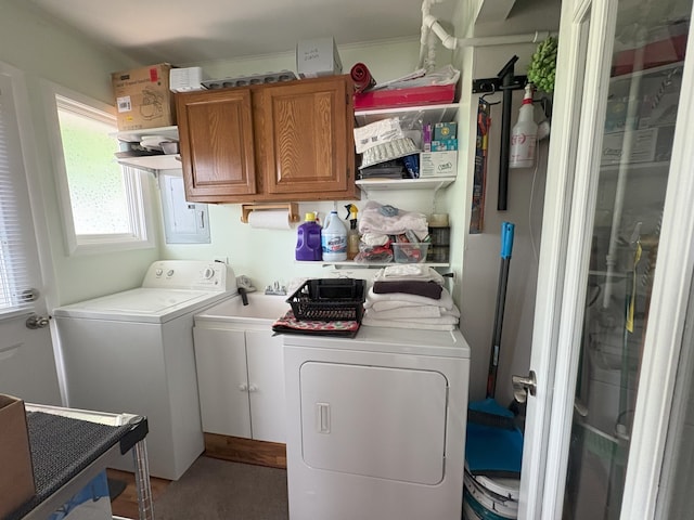 417 Major Dr, Northlake, IL 60164 - laundry area with cabinet space, electric panel, and separate washer and dryer