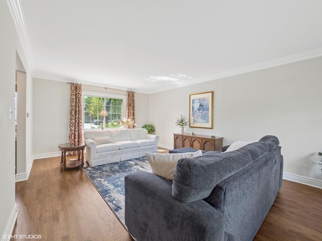 68 E Garden Ave, Palatine, IL 60067 - living room featuring dark wood-type flooring and crown molding