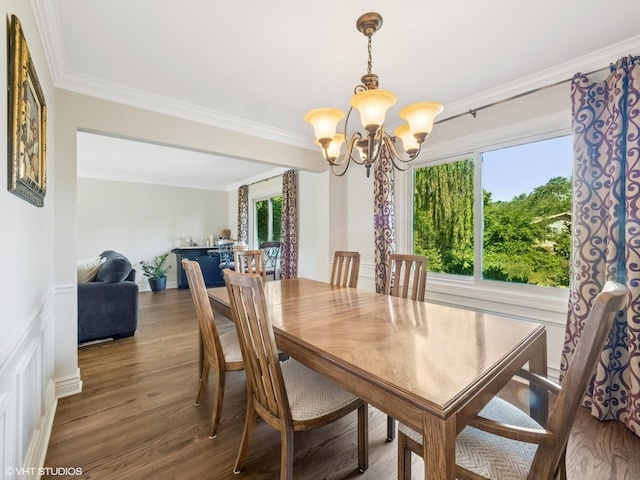 68 E Garden Ave, Palatine, IL 60067 - dining space with a chandelier, ornamental molding, and wood finished floors