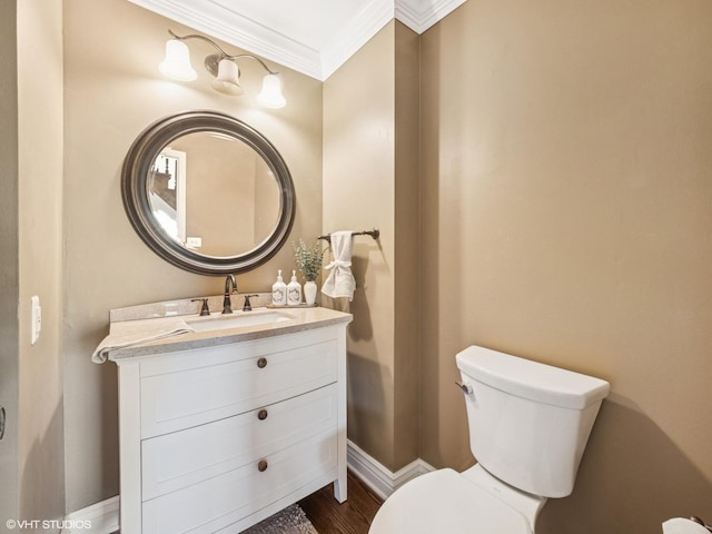 68 E Garden Ave, Palatine, IL 60067 - half bath featuring vanity, crown molding, and wood finished floors