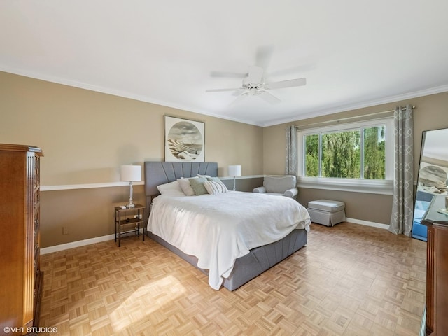 68 E Garden Ave, Palatine, IL 60067 - bedroom with ornamental molding and a ceiling fan