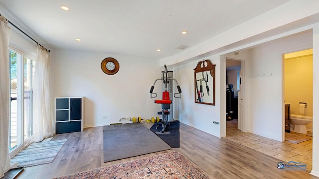 554 Foxford Rd, Bartlett, IL 60103 - exercise room featuring recessed lighting and wood finished floors