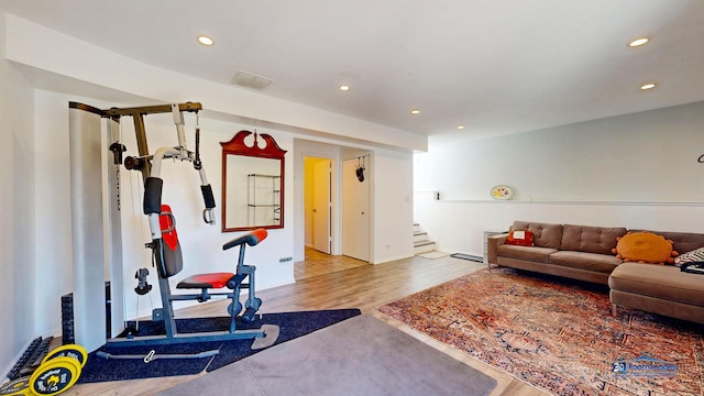 554 Foxford Rd, Bartlett, IL 60103 - exercise room featuring wood finished floors and recessed lighting
