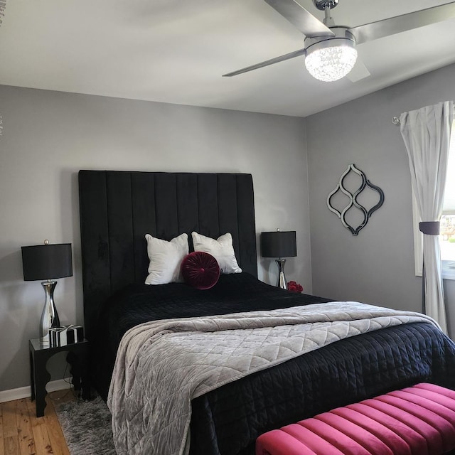 21206 Sophia Dr, Matteson, IL 60443 - bedroom with wood finished floors and ceiling fan