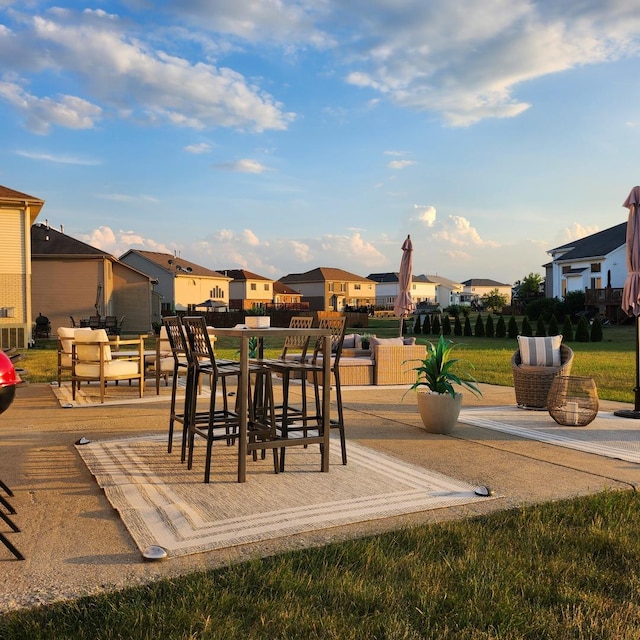 21206 Sophia Dr, Matteson, IL 60443 - deck with a residential view, a patio, a yard, and outdoor dining space