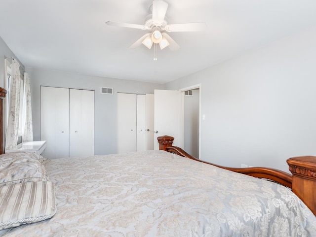 8429 162nd Pl Unit 3, Tinley Park, IL 60487 - bedroom featuring two closets and ceiling fan