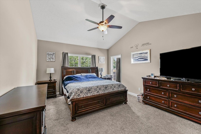 204 Campbell St, Tolono, IL 61880 - bedroom with vaulted ceiling, light carpet, and a ceiling fan
