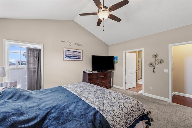 204 Campbell St, Tolono, IL 61880 - bedroom with lofted ceiling, light carpet, and ceiling fan
