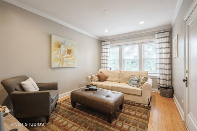 5128 W Carmen Ave, Chicago, IL 60630 - living room featuring wood finished floors, crown molding, and recessed lighting